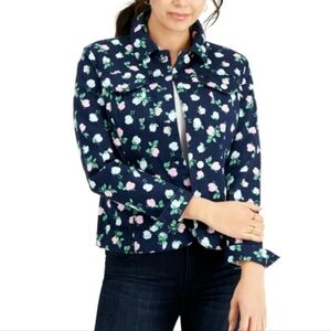 Charter Club Hydrangea Denim Jacket Size XL Intrepid Blue Made for Macy's